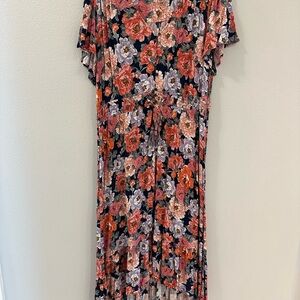 Knox Rose Floral High Low Dress - Black and Pink